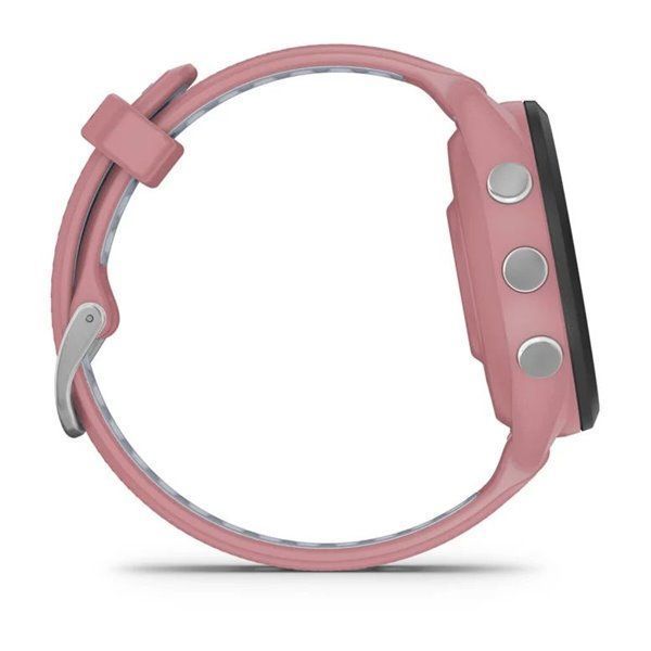 Смарт-годинник Garmin Forerunner 265s з чорним безелем, рожевим корпусом та рожево-сірим силіконовим ремінцем