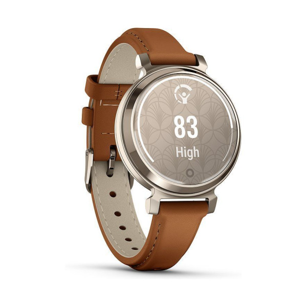 Смарт-часы Garmin Lily 2 Classic кремово-золотистые, светло-коричневый кожаный ремешок