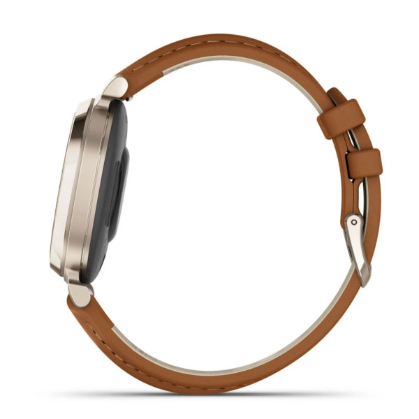 Смарт-часы Garmin Lily 2 Classic кремово-золотистые, светло-коричневый кожаный ремешок