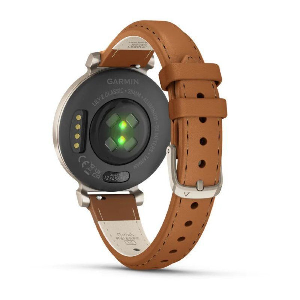 Смарт-часы Garmin Lily 2 Classic кремово-золотистые, светло-коричневый кожаный ремешок