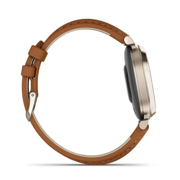 Смарт-часы Garmin Lily 2 Classic кремово-золотистые, светло-коричневый кожаный ремешок