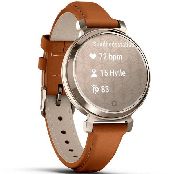 Смарт-часы Garmin Lily 2 Classic кремово-золотистые, светло-коричневый кожаный ремешок