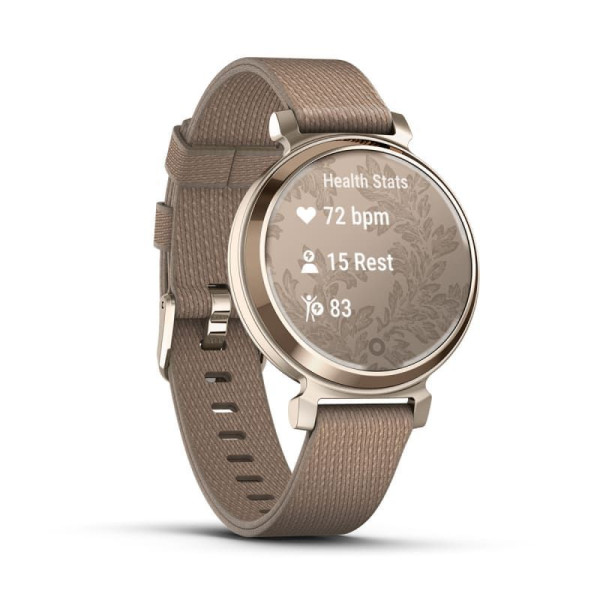 Смарт-годинник Garmin Lily 2 Classic кремово-золотистий, ремінець з нейлону кавового кольору