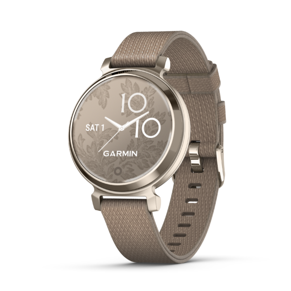 Смарт-годинник Garmin Lily 2 Classic кремово-золотистий, ремінець з нейлону кавового кольору