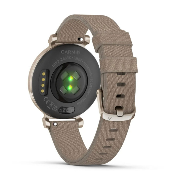 Смарт-годинник Garmin Lily 2 Classic кремово-золотистий, ремінець з нейлону кавового кольору