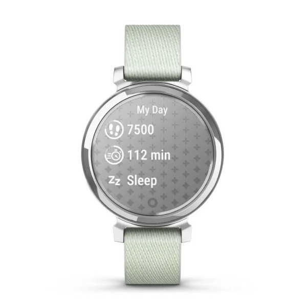 Garmin Lily 2 Classic Smartwatch in Silver with a Sage Nylon Strap