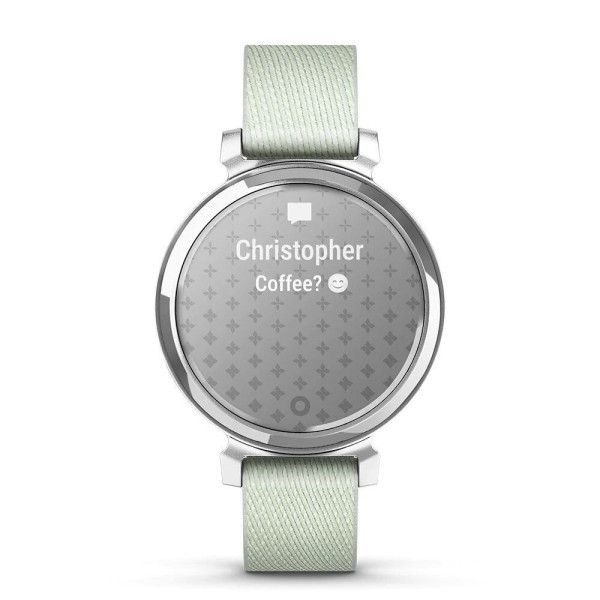 Garmin Lily 2 Classic Smartwatch in Silver with a Sage Nylon Strap