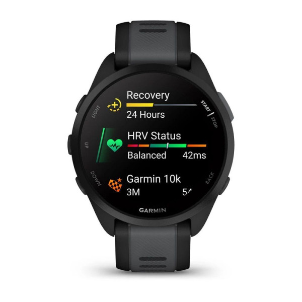 Garmin Forerunner 165 Smartwatch, Black/Slate Gray Silicone Band