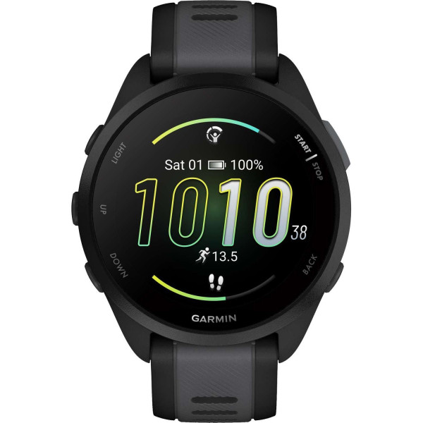 Garmin Forerunner 165 Smartwatch, Black/Slate Gray Silicone Band