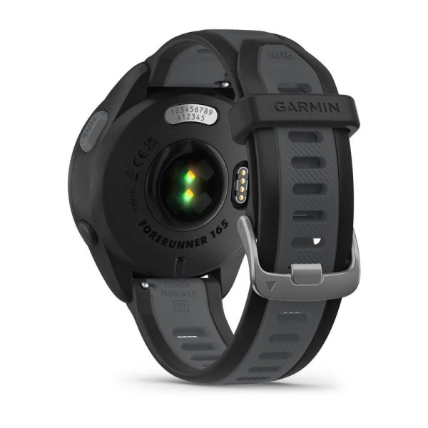 Garmin Forerunner 165 Smartwatch, Black/Slate Gray Silicone Band