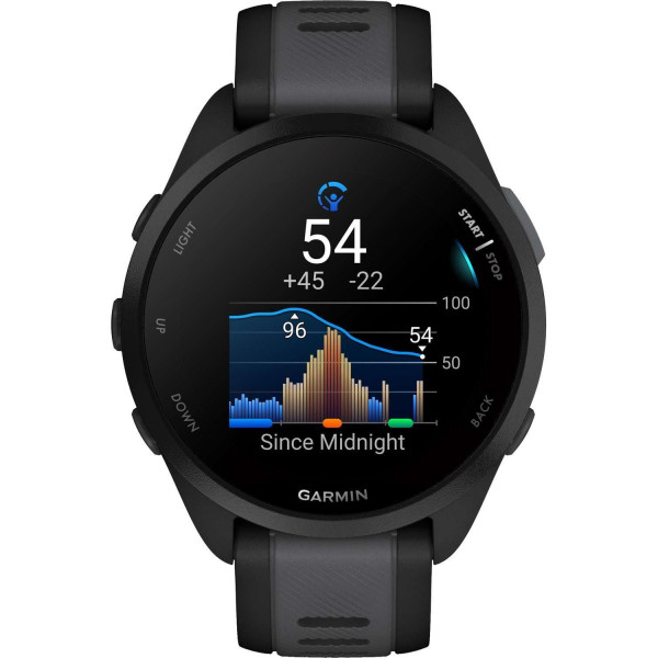 Garmin Forerunner 165 Smartwatch, Black/Slate Gray Silicone Band