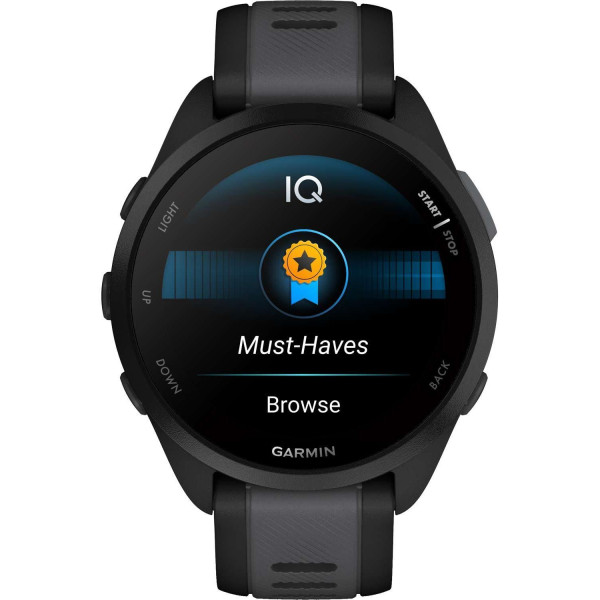 Garmin Forerunner 165 Smartwatch, Black/Slate Gray Silicone Band