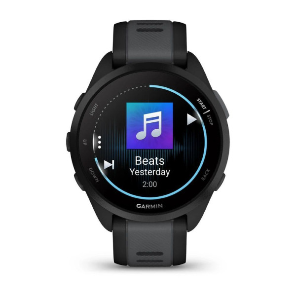 Смарт-часы Garmin Forerunner 165 Music, черный/сланцево-серый силиконовый ремешок