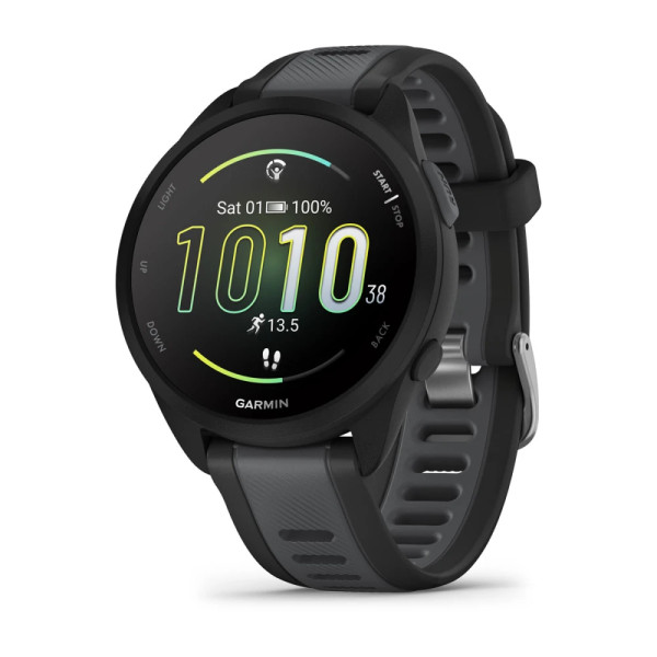 Смарт-часы Garmin Forerunner 165 Music, черный/сланцево-серый силиконовый ремешок