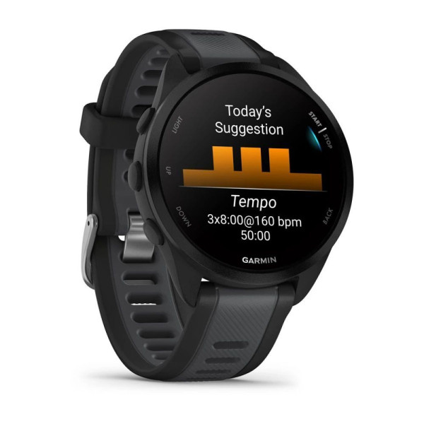 Смарт-часы Garmin Forerunner 165 Music, черный/сланцево-серый силиконовый ремешок