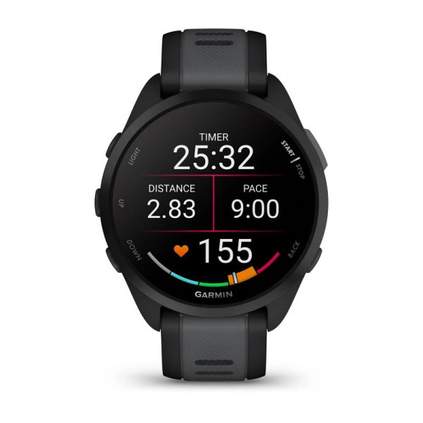 Смарт-часы Garmin Forerunner 165 Music, черный/сланцево-серый силиконовый ремешок