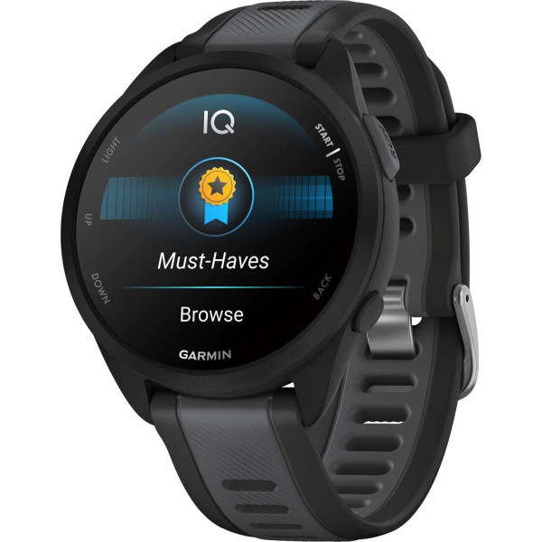 Смарт-часы Garmin Forerunner 165 Music, черный/сланцево-серый силиконовый ремешок