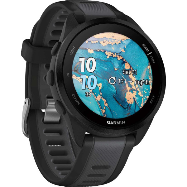 Смарт-часы Garmin Forerunner 165 Music, черный/сланцево-серый силиконовый ремешок