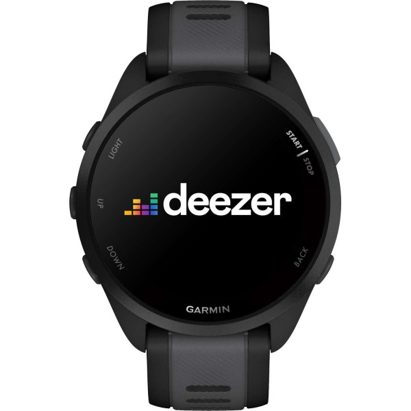 Смарт-часы Garmin Forerunner 165 Music, черный/сланцево-серый силиконовый ремешок