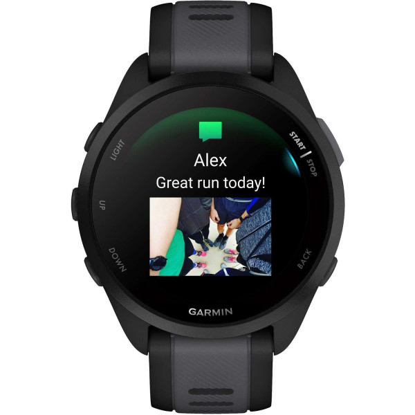 Смарт-часы Garmin Forerunner 165 Music, черный/сланцево-серый силиконовый ремешок