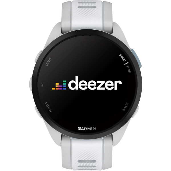 Смарт-годинник Garmin Forerunner 165 Music, силіконовий ремінець кольору туманно-сірий/білий камінь