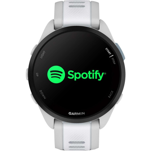 Смарт-годинник Garmin Forerunner 165 Music, силіконовий ремінець кольору туманно-сірий/білий камінь