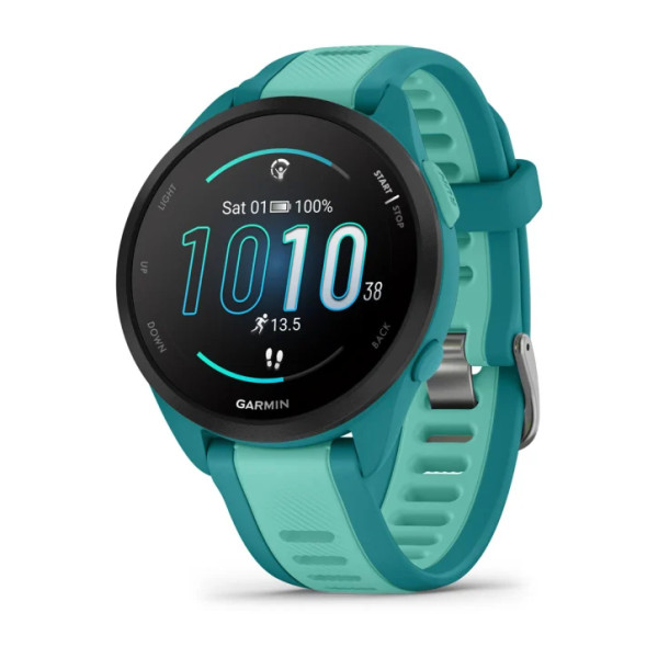 Смарт-часы Garmin Forerunner 165 Music, силиконовый ремешок цвета бирюзовый/аква