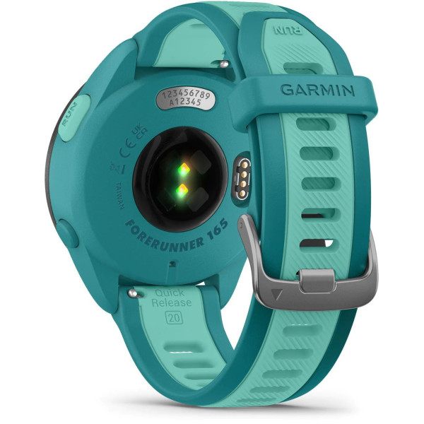 Смарт-часы Garmin Forerunner 165 Music, силиконовый ремешок цвета бирюзовый/аква