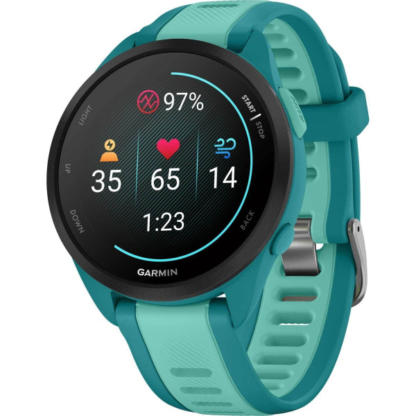 Смарт-часы Garmin Forerunner 165 Music, силиконовый ремешок цвета бирюзовый/аква