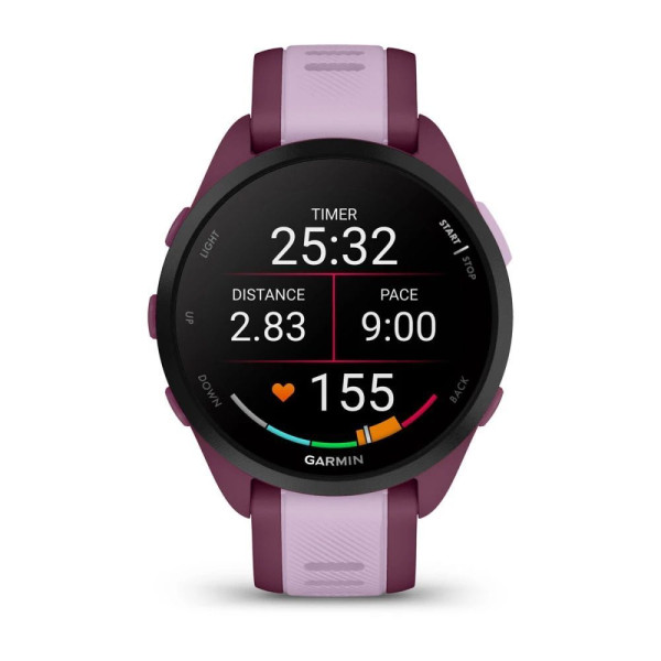 Смарт-часы Garmin Forerunner 165 Music, силиконовый ремешок ягодно-сиреневый