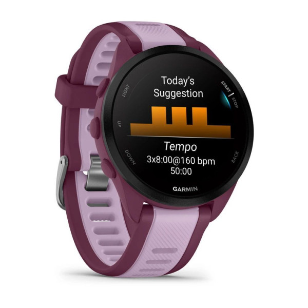 Смарт-часы Garmin Forerunner 165 Music, силиконовый ремешок ягодно-сиреневый