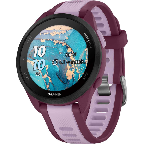 Смарт-часы Garmin Forerunner 165 Music, силиконовый ремешок ягодно-сиреневый