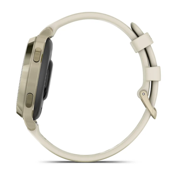 Смарт-годинник Garmin Lily 2 Active у кольорі місячне золото з силіконовим ремінцем кольору слонової кістки
