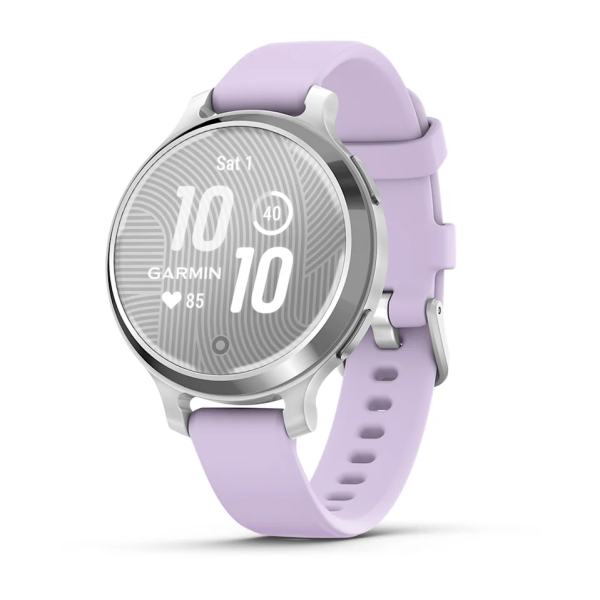 Смарт-годинник Garmin Lily 2 Active сріблястий з силіконовим ремінцем кольору фіолетовий жасмин
