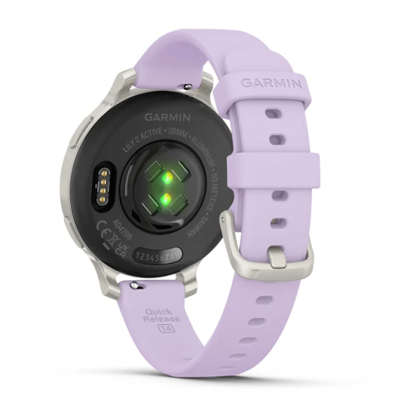 Смарт-годинник Garmin Lily 2 Active сріблястий з силіконовим ремінцем кольору фіолетовий жасмин