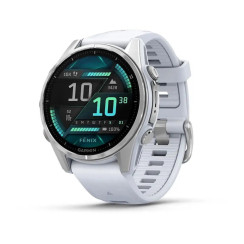 Garmin Fenix ​​8 Smartwatch - 43mm, AMOLED, Silver with White Stone Silicone Strap