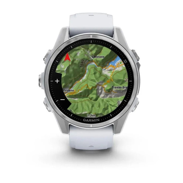 Смарт-часы Garmin Fenix 8 – 43 мм, AMOLED, серебристые с силиконовым ремешком цвета белый камень