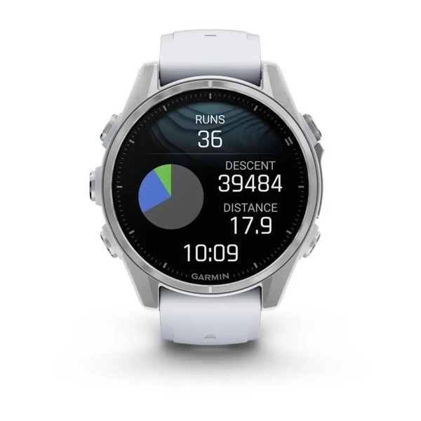 Смарт-часы Garmin Fenix 8 – 43 мм, AMOLED, серебристые с силиконовым ремешком цвета белый камень