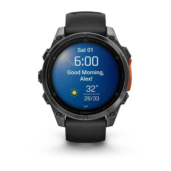 Смарт-часы Garmin Fenix 8 – 47 мм, AMOLED, сланцево-серые с черным силиконовым ремешком