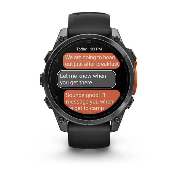 Смарт-часы Garmin Fenix 8 – 47 мм, AMOLED, сланцево-серые с черным силиконовым ремешком
