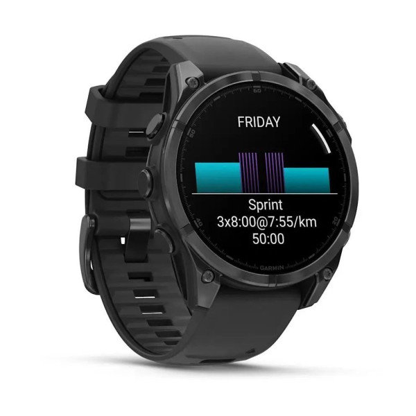 Смарт-часы Garmin Fenix 8 – 47 мм, AMOLED, сланцево-серые с черным силиконовым ремешком