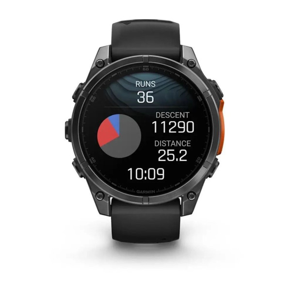 Смарт-часы Garmin Fenix 8 – 47 мм, AMOLED, сланцево-серые с черным силиконовым ремешком