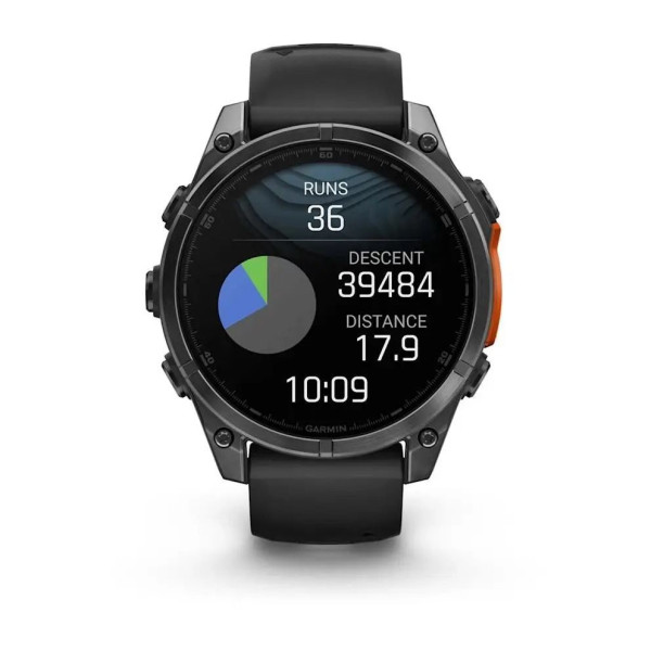 Смарт-часы Garmin Fenix 8 – 47 мм, AMOLED, сланцево-серые с черным силиконовым ремешком