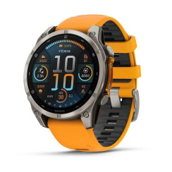 Garmin Fenix ​​8 Smartwatch – 47mm, AMOLED Sapphire, Titanium with Spark Orange/Graphite Silicone Strap