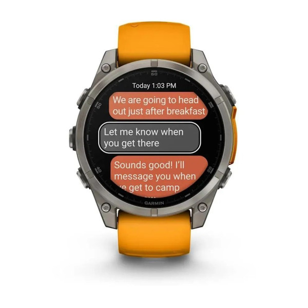 Смарт-часы Garmin Fenix 8 – 47 мм, AMOLED Sapphire, титан с силиконовым ремешком цвета Spark Orange/Graphite