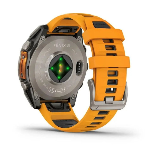 Смарт-часы Garmin Fenix 8 – 47 мм, AMOLED Sapphire, титан с силиконовым ремешком цвета Spark Orange/Graphite
