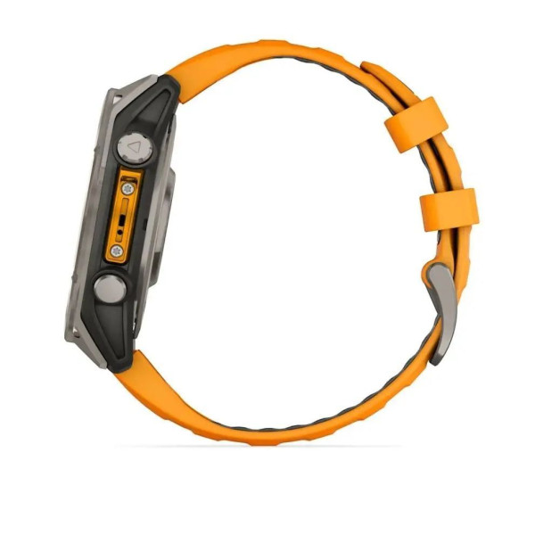 Смарт-часы Garmin Fenix 8 – 47 мм, AMOLED Sapphire, титан с силиконовым ремешком цвета Spark Orange/Graphite