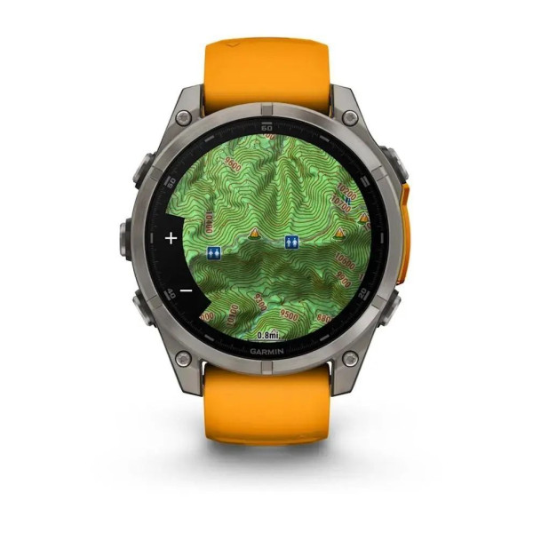 Смарт-часы Garmin Fenix 8 – 47 мм, AMOLED Sapphire, титан с силиконовым ремешком цвета Spark Orange/Graphite