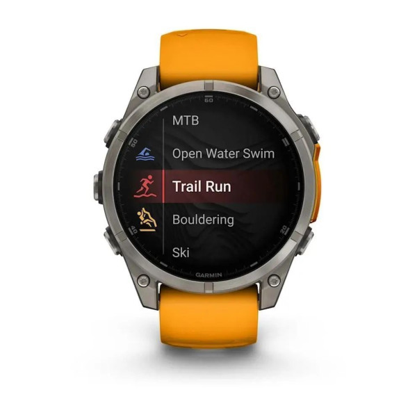 Смарт-часы Garmin Fenix 8 – 47 мм, AMOLED Sapphire, титан с силиконовым ремешком цвета Spark Orange/Graphite