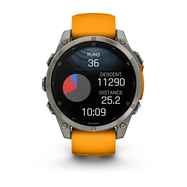 Смарт-часы Garmin Fenix 8 – 47 мм, AMOLED Sapphire, титан с силиконовым ремешком цвета Spark Orange/Graphite